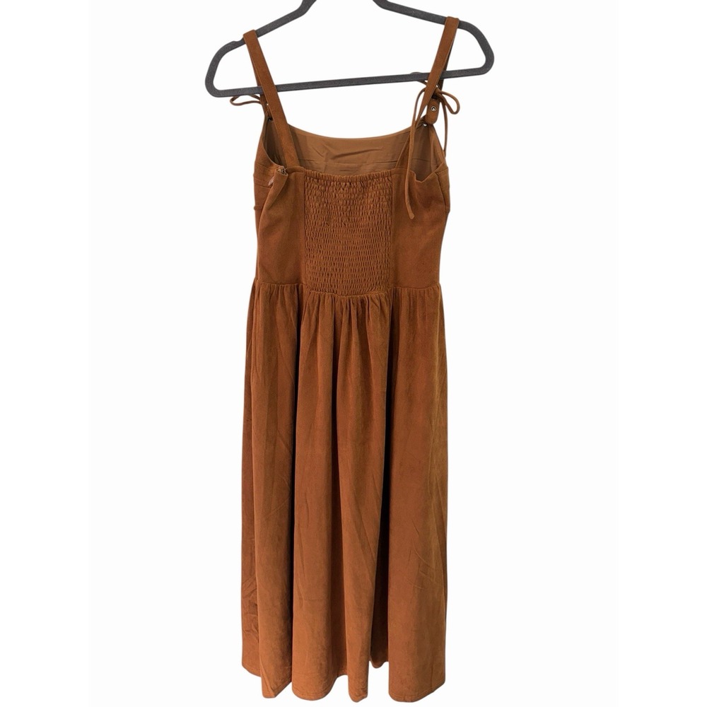 Moon River Women's M Brown Faux Suede Tiered Maxi Dress 70s Western - Picture 3 of 11